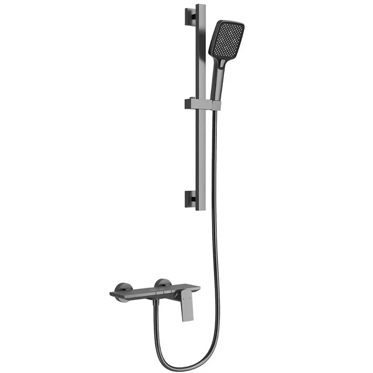 Gunmetal Grey Square Tuš set sa podesivim kliznim šipkom